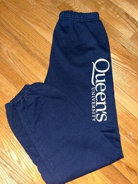 Queens University Navy Sweatpants with White Logo